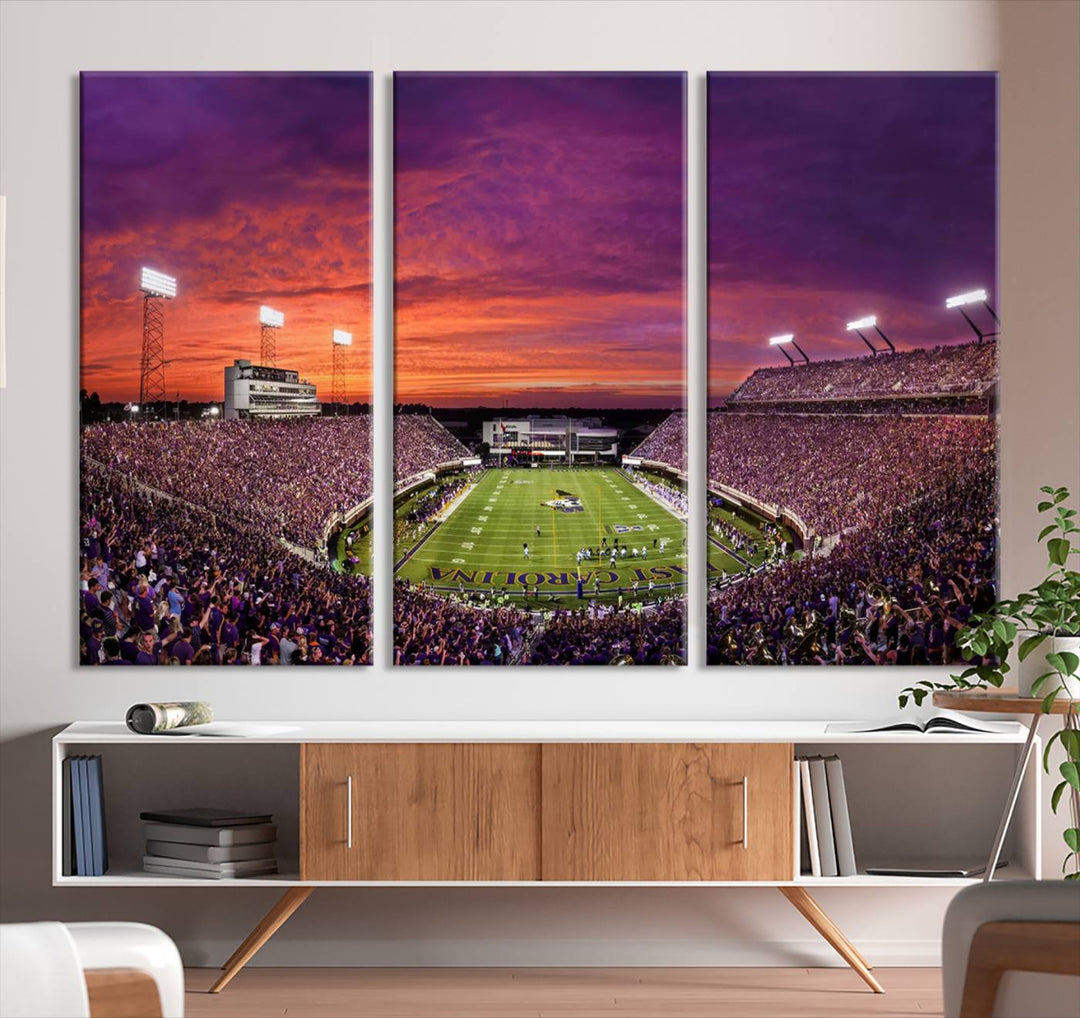 East Carolina University Pirates Football Team Print - Greenville Dowdy-Ficklen Stadium Wall Art Canvas Print