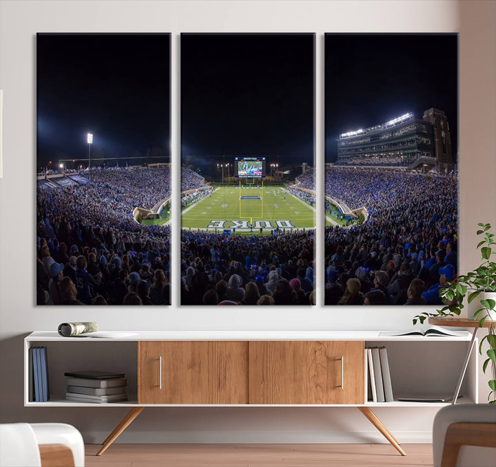 Duke University Blue Devils Football Team Print - Durham Wallace Wade Stadium Wall Art Canvas Print