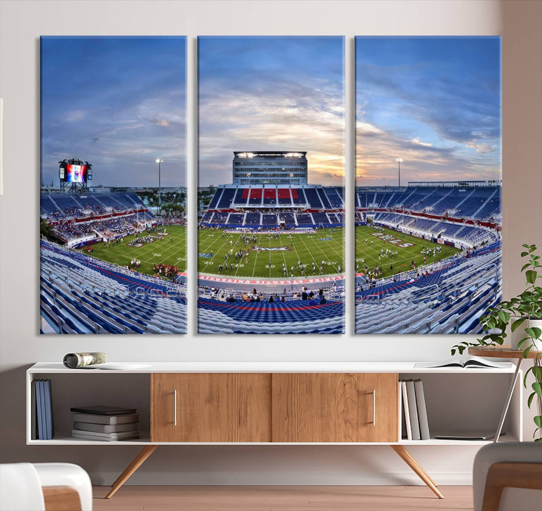 Florida Atlantic University Owls Football Team Print - Boca Raton FAU Stadium Wall Art Canvas Print