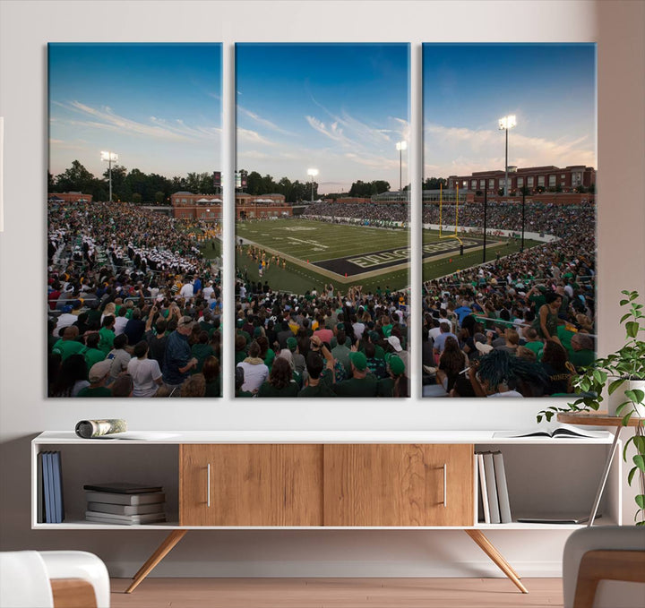 University of Charlotte 49ers Football Team Print - Charlotte Jerry Richardson Stadium Wall Art Canvas Print