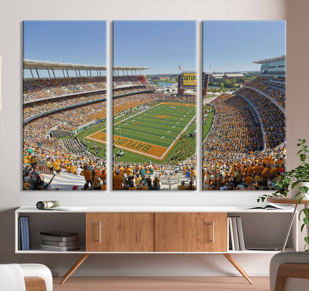 Baylor University Bears Football Team Print - Waco McLane Stadium Wall Art Canvas Print