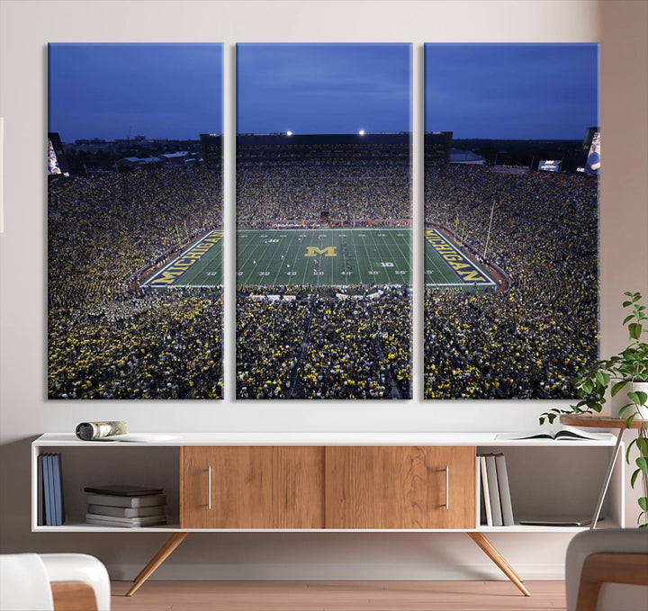 University of Michigan Wolverines Football Team Print - Ann Arbor Michigan Stadium Wall Art Canvas Print