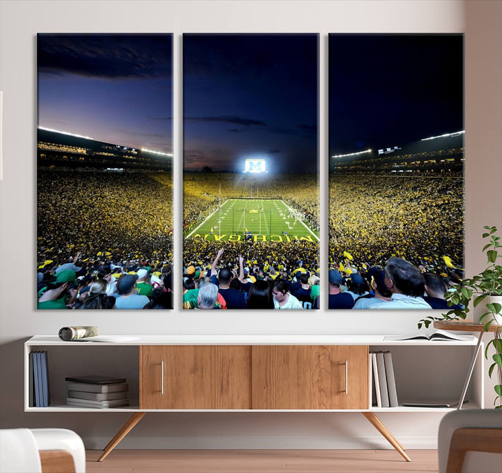 University of Michigan Wolverines Football Team Print - Ann Arbor Michigan Stadium Wall Art Canvas Print