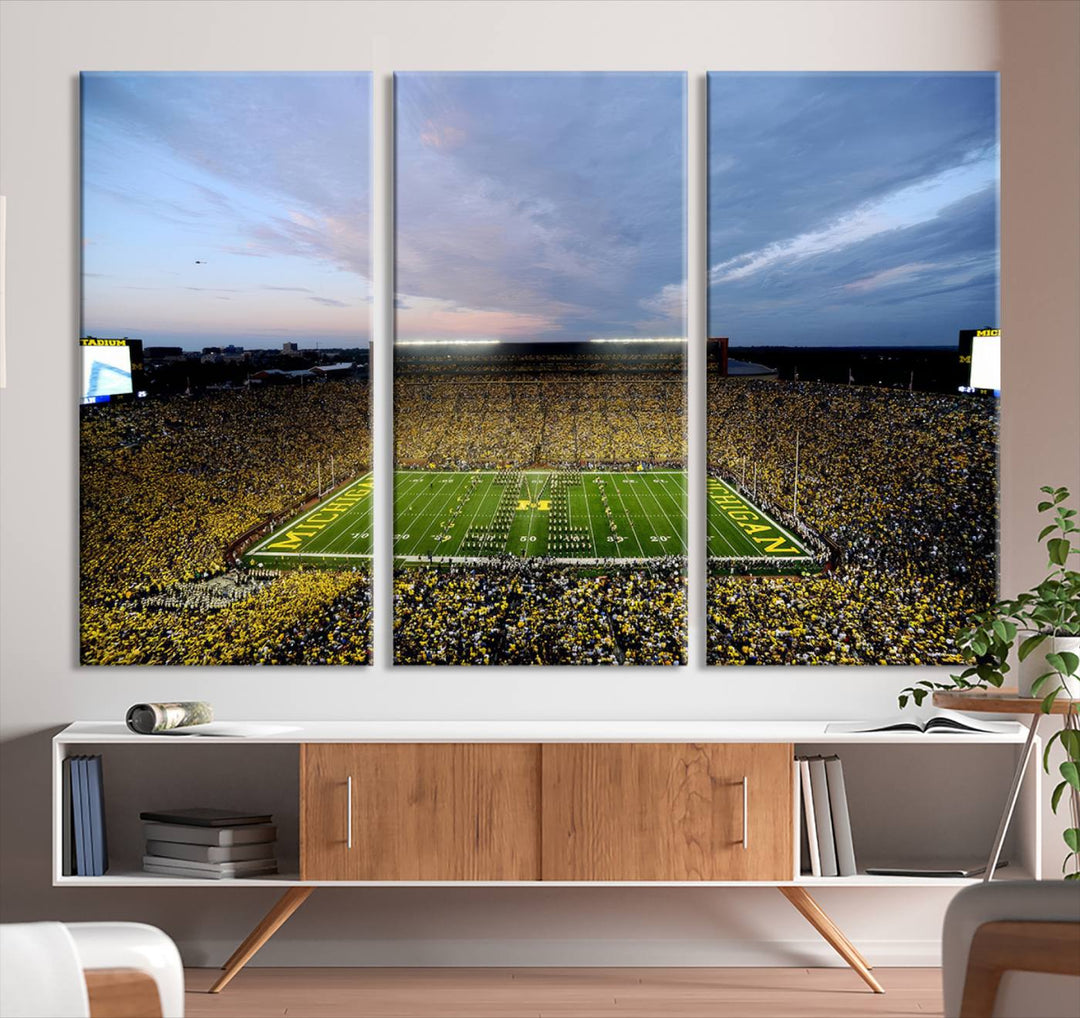 University of Michigan Wolverines Football Team Print - Ann Arbor Michigan Stadium Wall Art Canvas Print