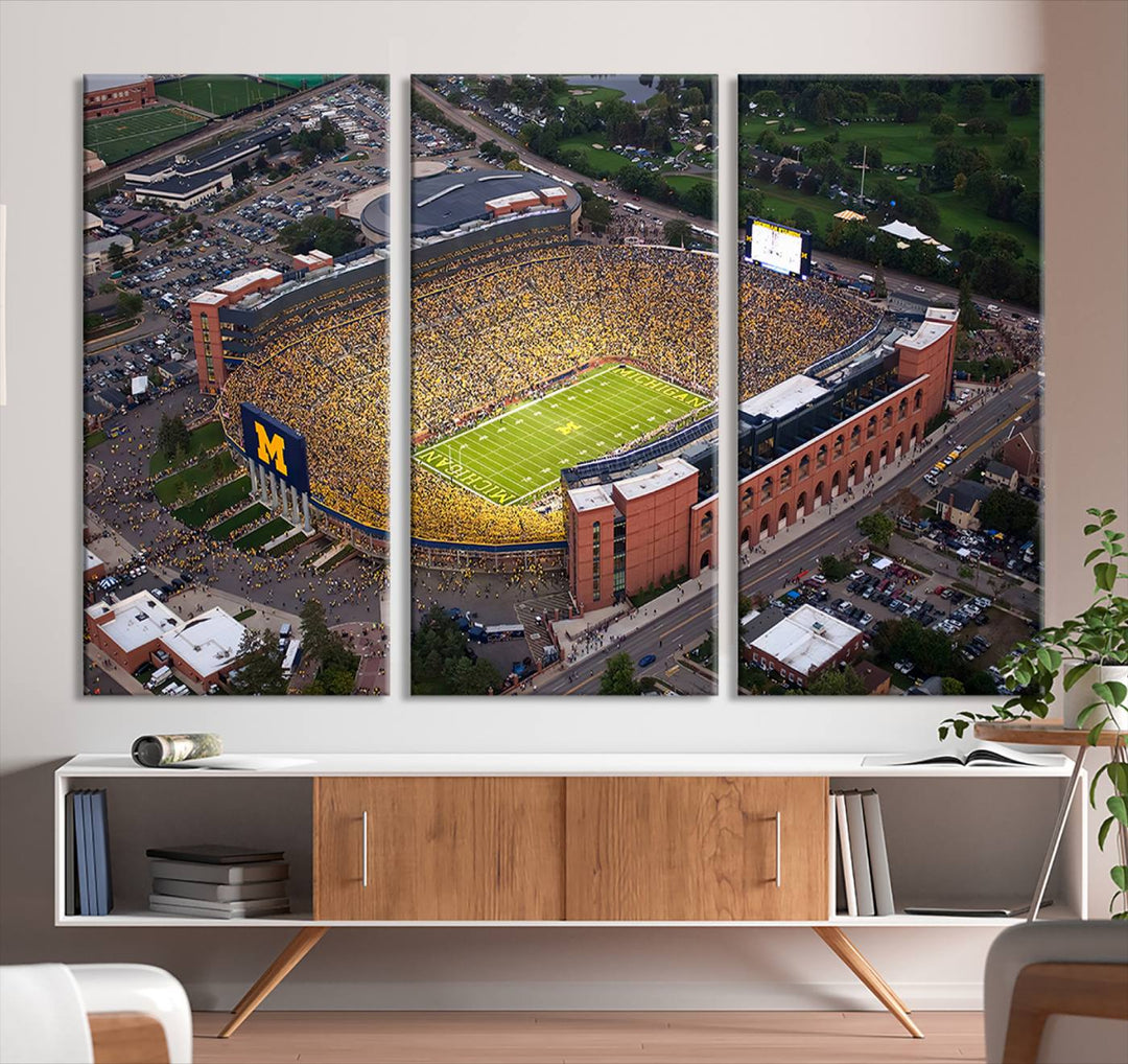 University of Michigan Wolverines Football Team Print - Ann Arbor Michigan Stadium Wall Art Canvas Print