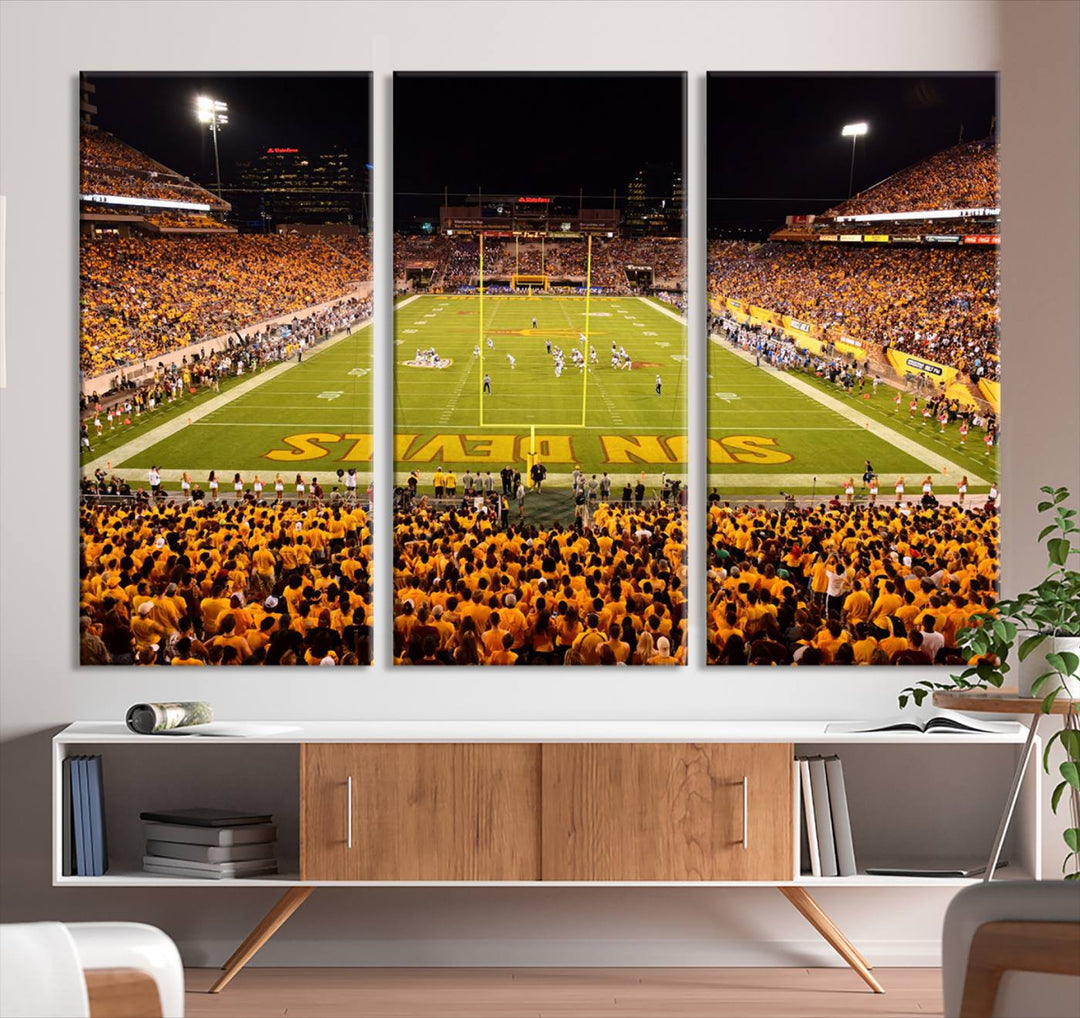 ASU Sun Devils Football Team Print - Phoenix Mountain America Stadium Wall Art Canvas Print