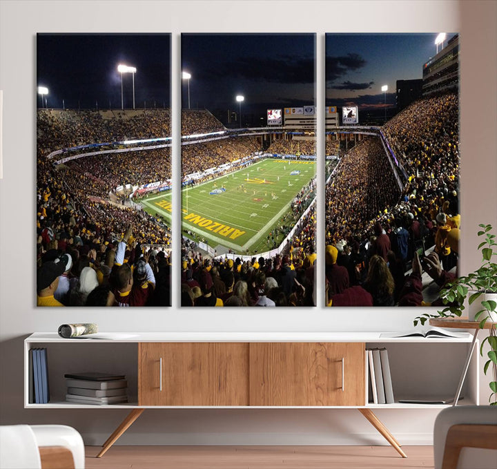 ASU Sun Devils Football Team Print - Phoenix Mountain America Stadium Wall Art Canvas Print