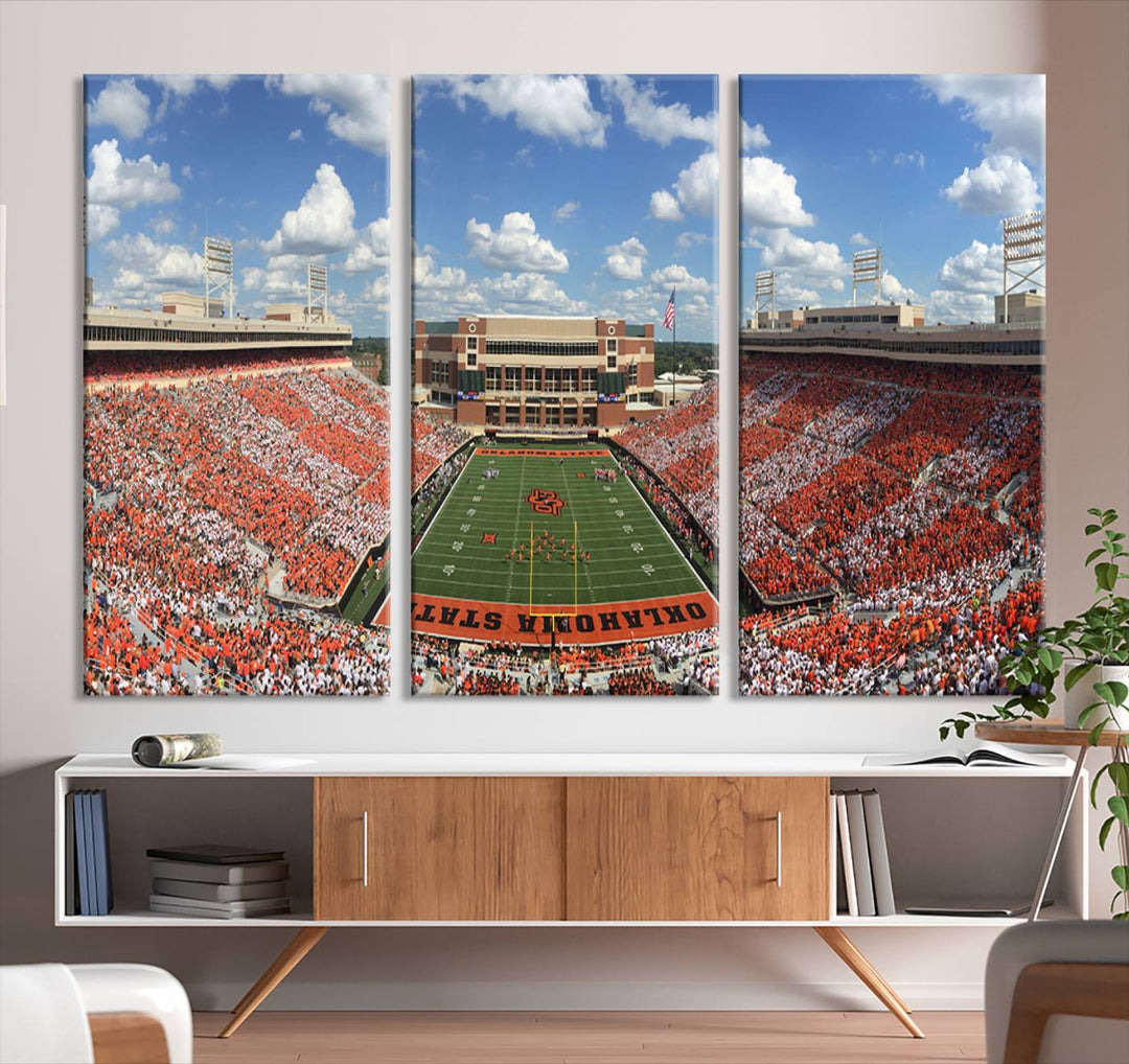 Oklahoma State Cowboys Football Team Print - Stillwater Boone Pickens Stadium Wall Art Canvas Print