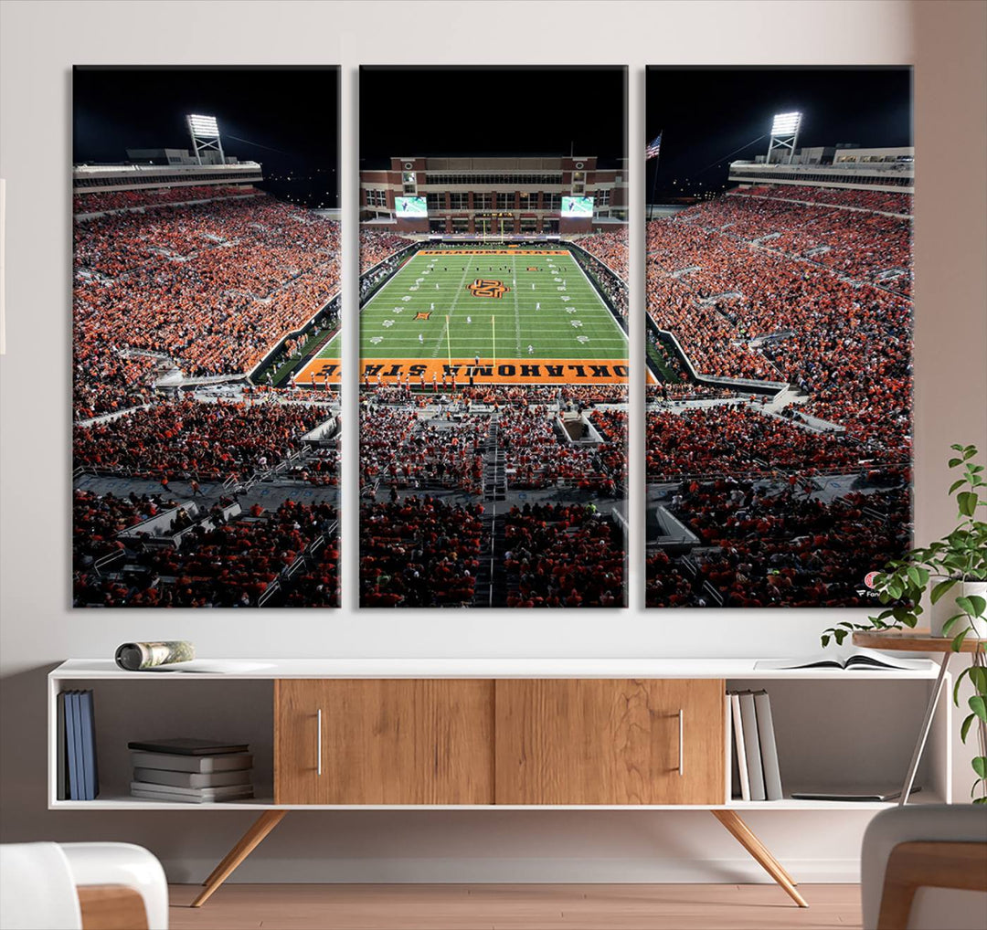 Oklahoma State Cowboys Football Team Print - Stillwater Boone Pickens Stadium Wall Art Canvas Print