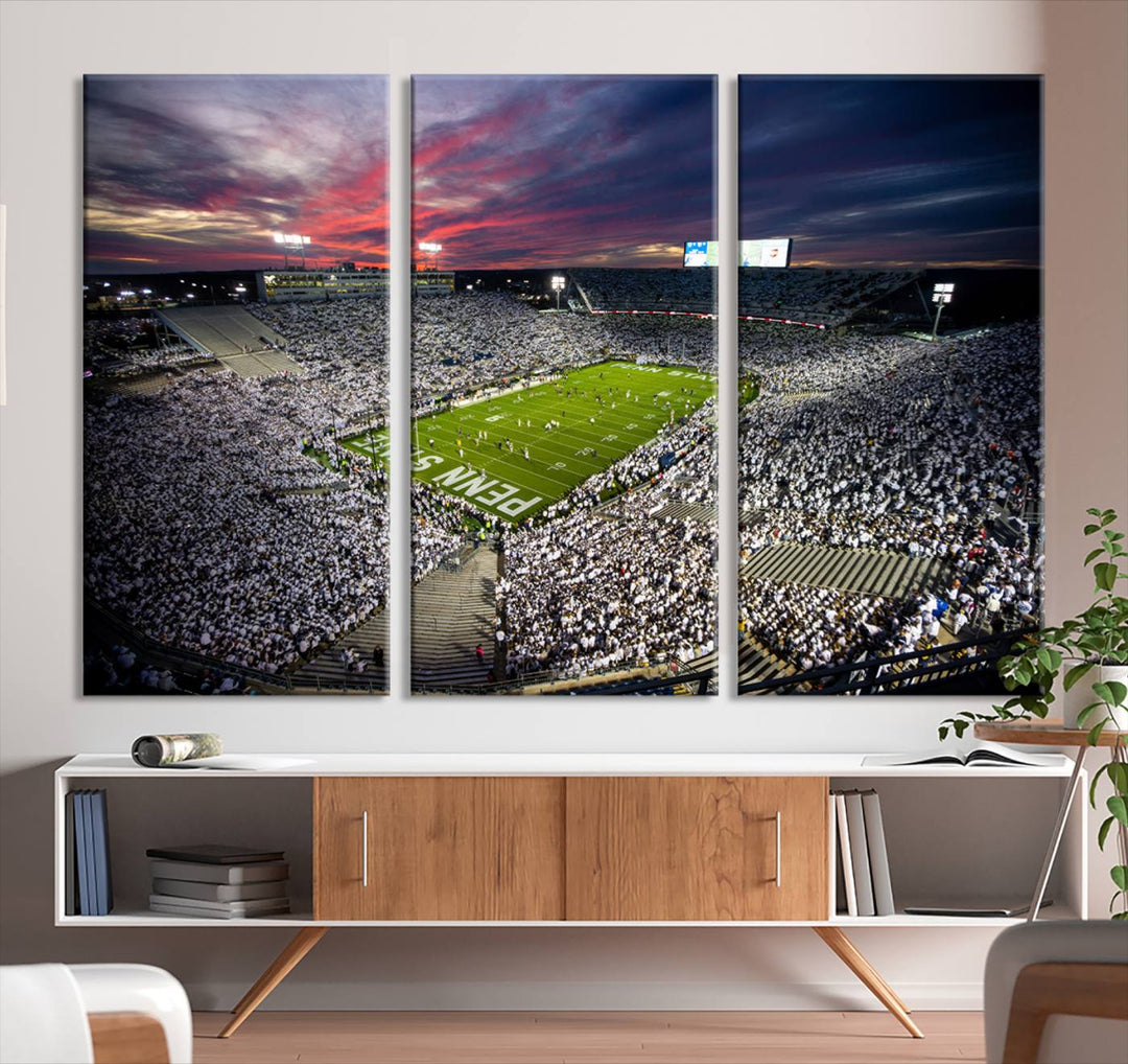 Penn State Nittany Lions Football Team Print - University Park Beaver Stadium Wall Art Canvas Print