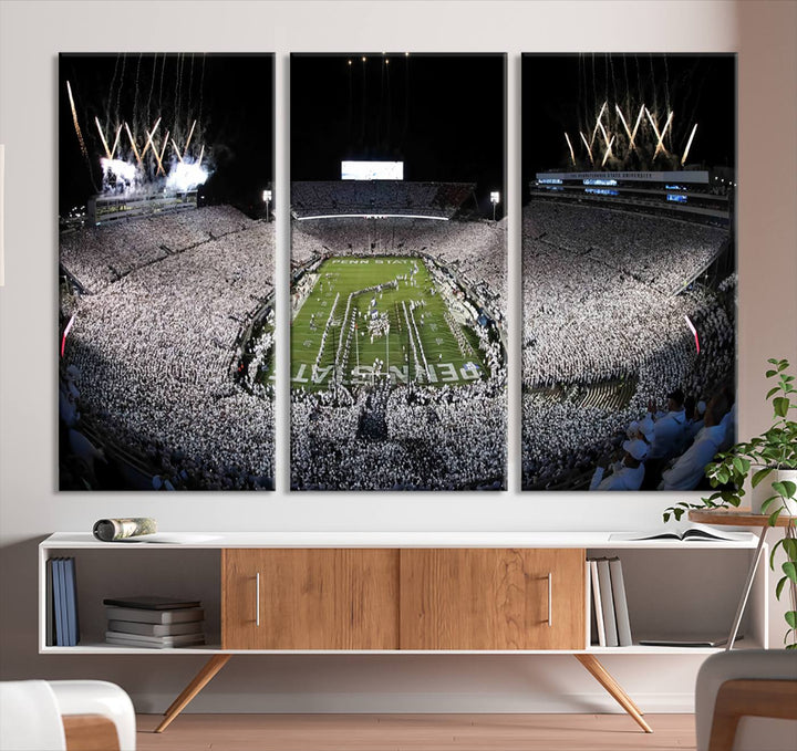 Penn State Nittany Lions Football Team Print - University Park Beaver Stadium Wall Art Canvas Print