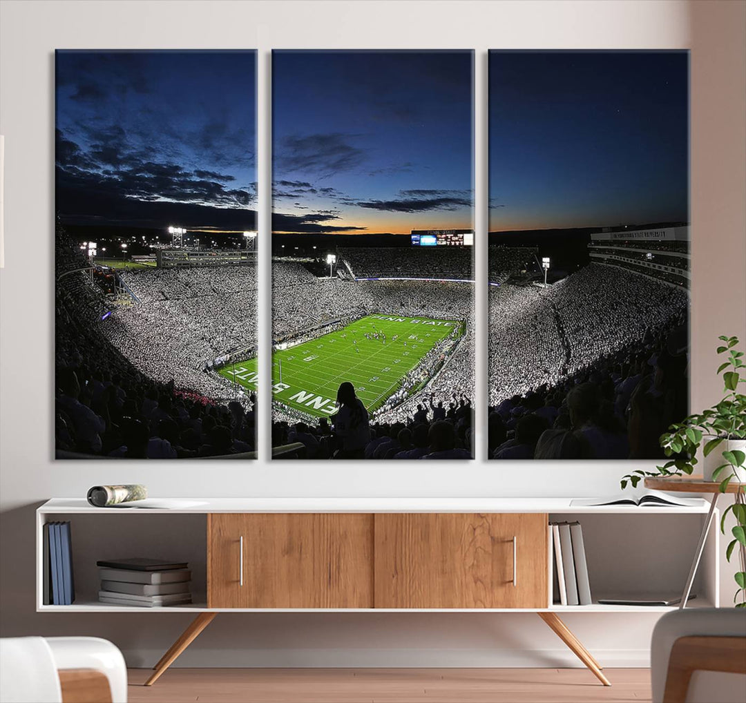 Penn State Nittany Lions Football Team Print - University Park Beaver Stadium Wall Art Canvas Print