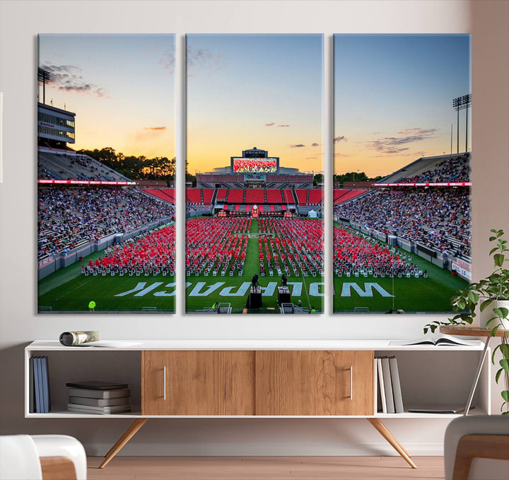 NC State Wolfpack Football Team Print - Raleigh Carter-Finley Stadium Wall Art Canvas Print