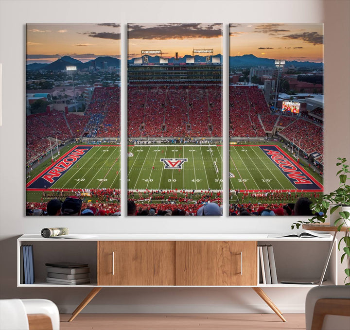 Arizona Wildcats Football Team Print - Tucson Arizona Stadium Wall Art Canvas Print