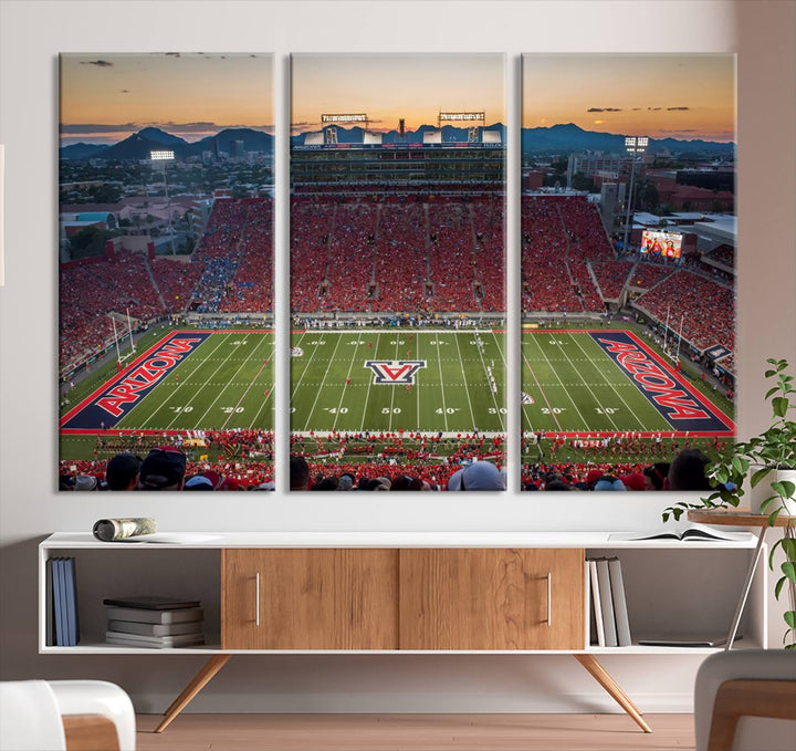 Arizona Wildcats Football Team Print - Tucson Arizona Stadium Wall Art Canvas Print