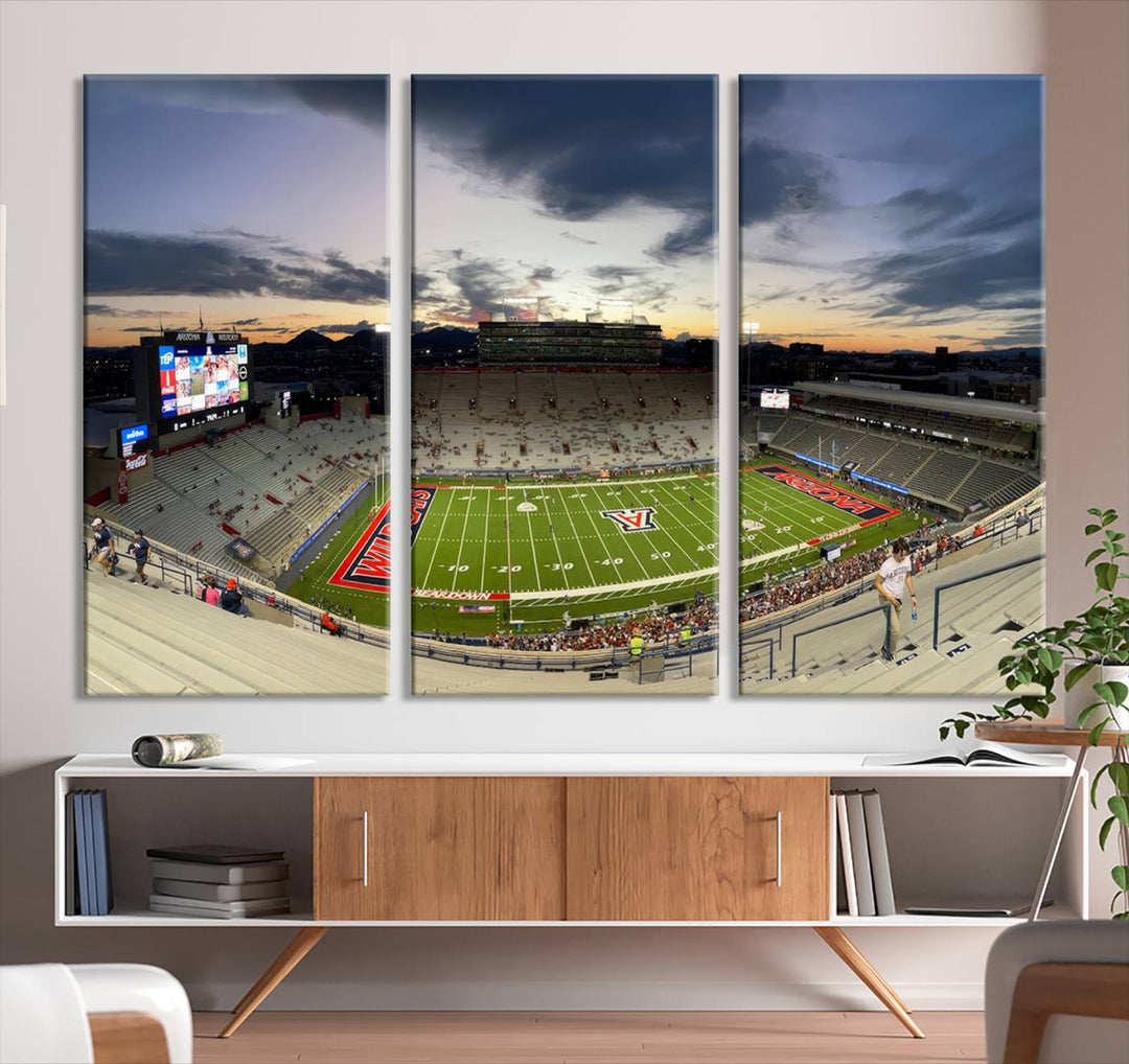 Arizona Wildcats Football Team Print - Tucson Arizona Stadium Wall Art Canvas Print