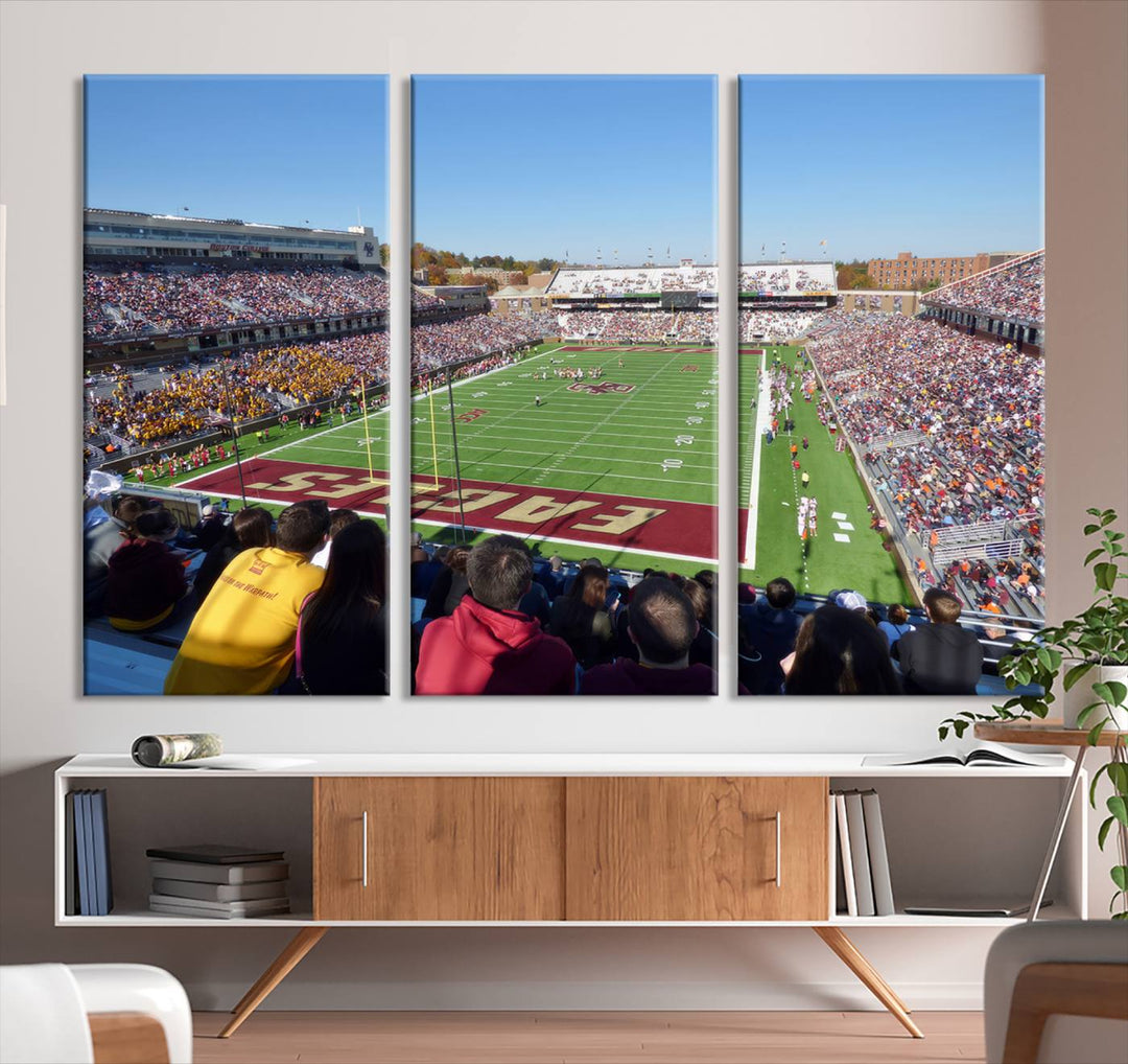 Boston College Eagles Football Team Print - Boston Alumni Stadium Wall Art Canvas Print