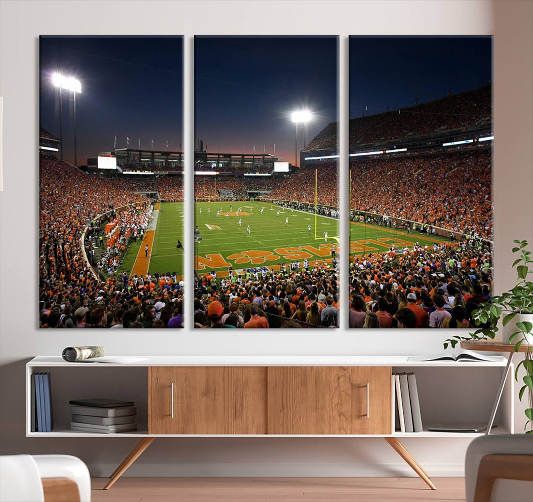 Clemson University Tigers Football Team Print - Clemson Memorial Stadium Wall Art Canvas Print