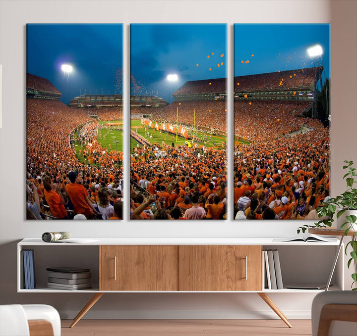 Clemson University Tigers Football Team Print - Clemson Memorial Stadium Wall Art Canvas Print