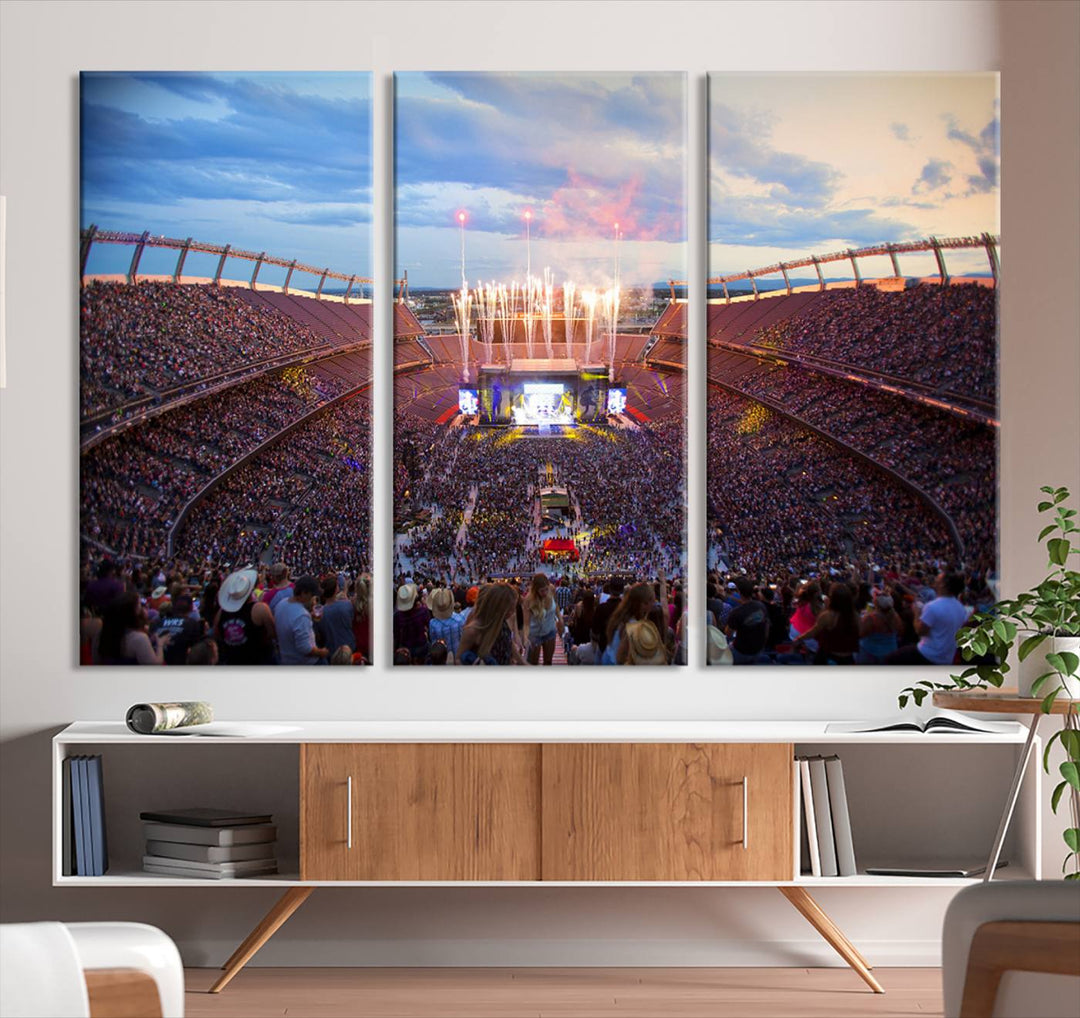 Denver Broncos Football Team Print - Empower Field at Mile High Stadium Wall Art Canvas Print