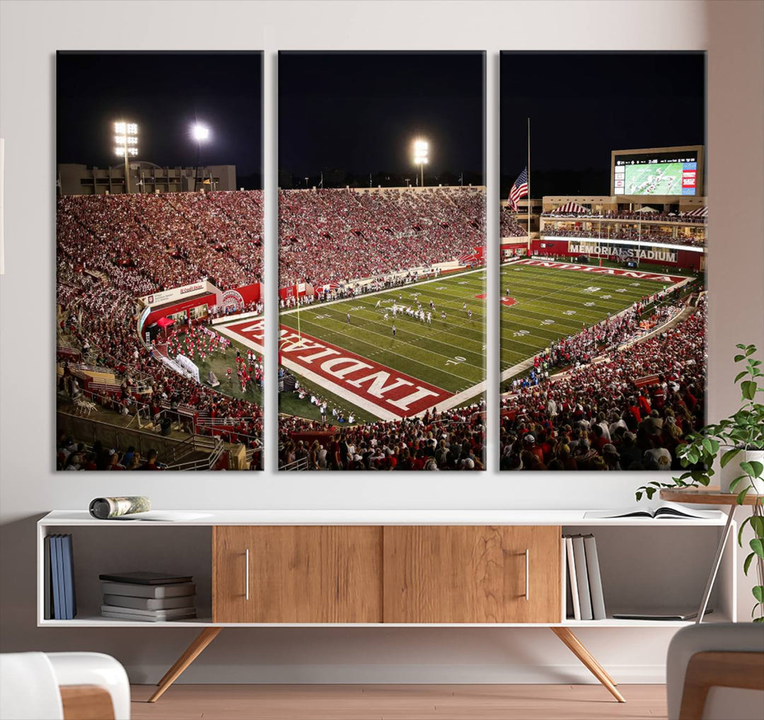 Indiana University Hoosiers Football Team Print - Bloomington Memorial Stadium Wall Art Canvas Print