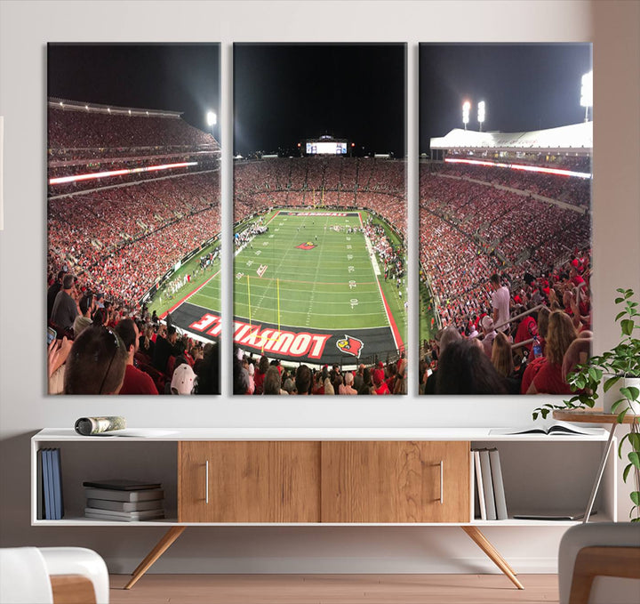 University of Louisville Cardinals Football Team Print - Louisville Cardinal Stadium Wall Art Canvas Print