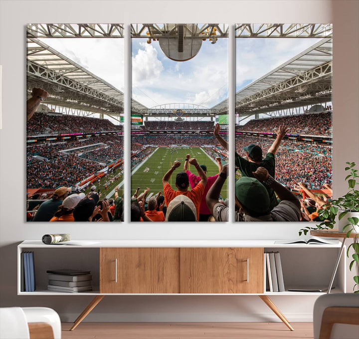 Miami Hurricanes Football Team Print - Miami Hard Rock Stadium Wall Art Canvas Print