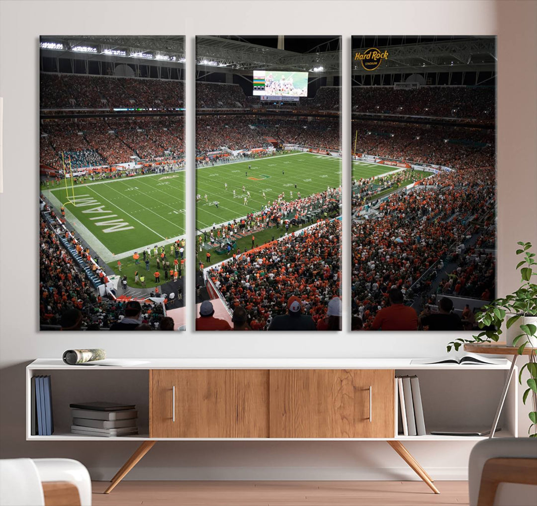 Miami Hurricanes Football Team Print - Miami Hard Rock Stadium Wall Art Canvas Print