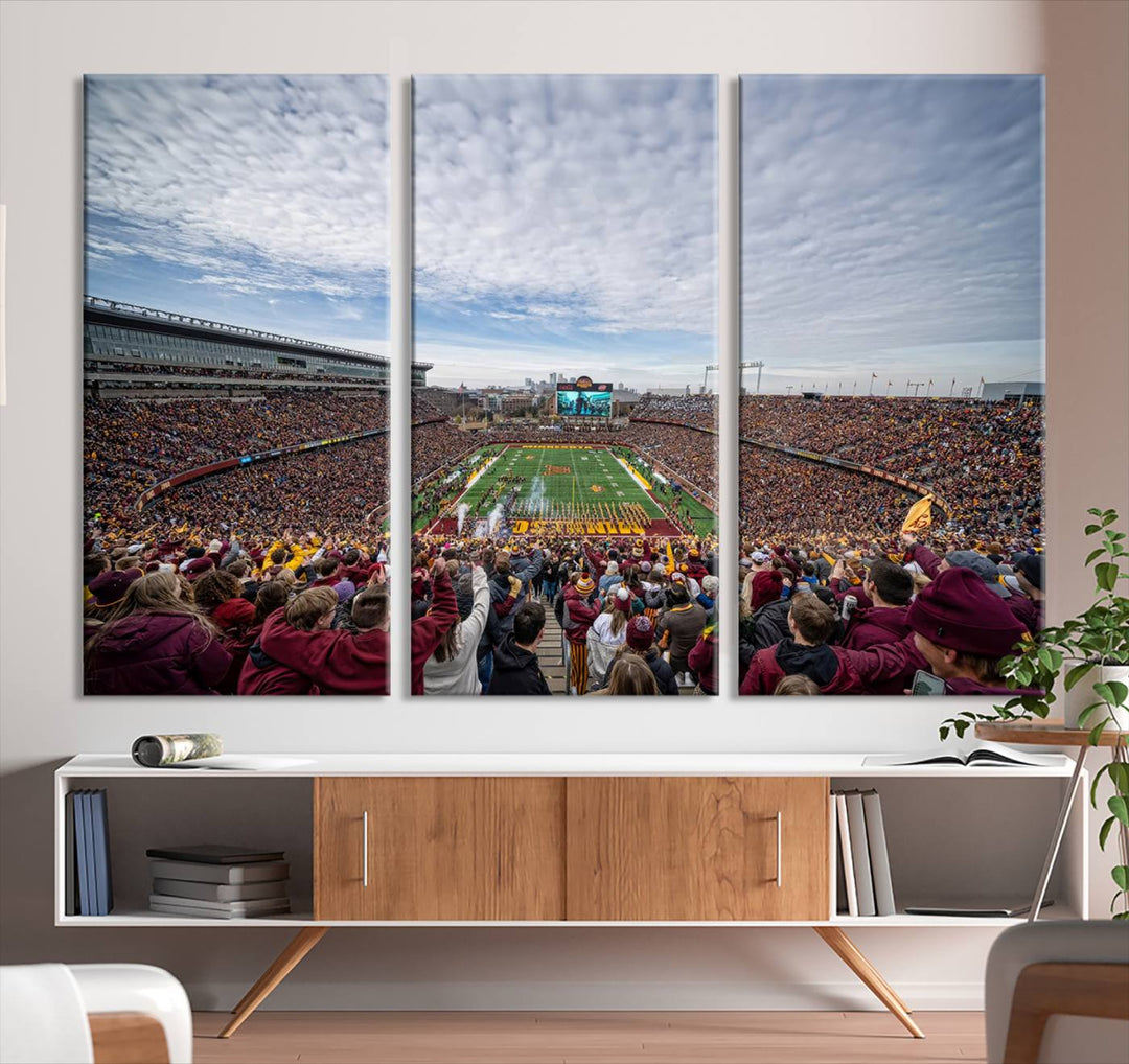 University of Minnesota Golden Gophers Football Team Print - Minneapolis Huntington Bank Stadium Wall Art Canvas Print