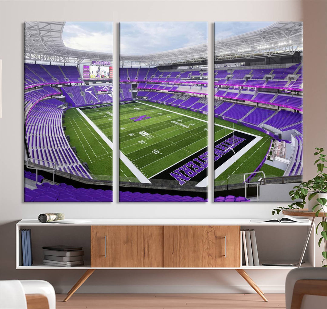 Northwestern University Wildcats Football Team Print - Evanston Ryan Field Wall Art Canvas Print