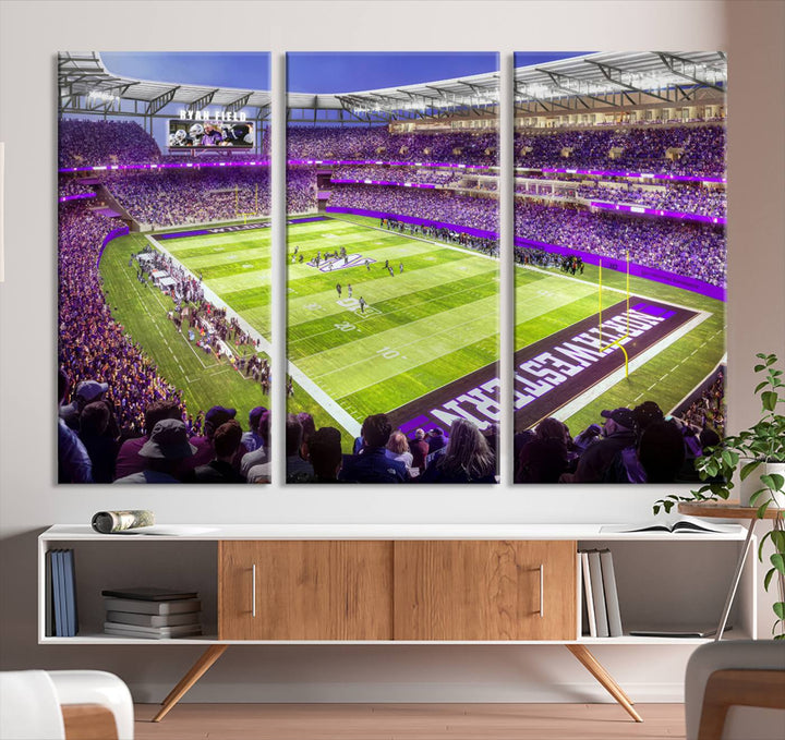 Northwestern University Wildcats Football Team Print - Evanston Ryan Field Wall Art Canvas Print