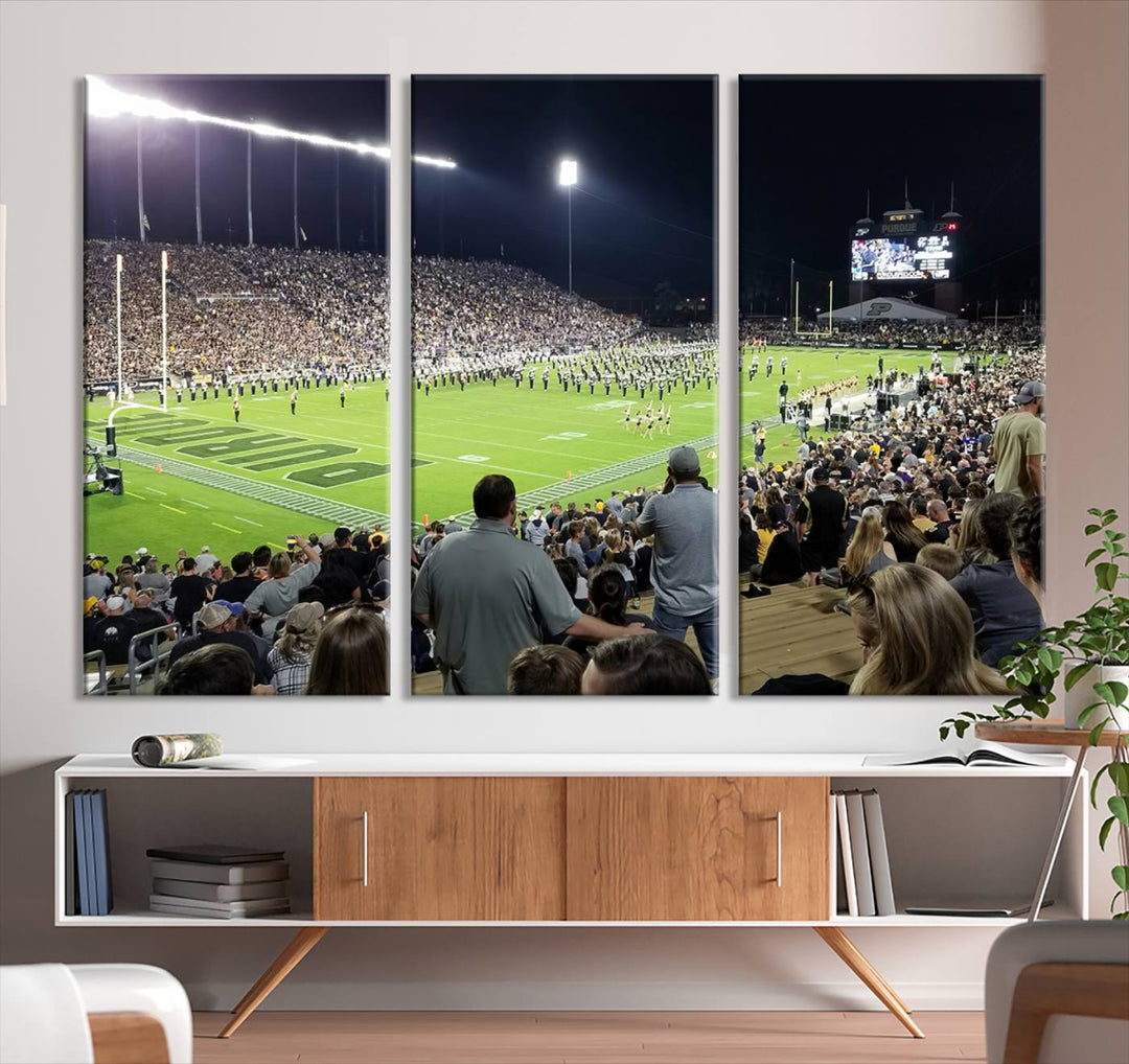 Purdue University Boilermakers Football Team Print - West Lafayette Ross-Ade Stadium Wall Art Canvas Print