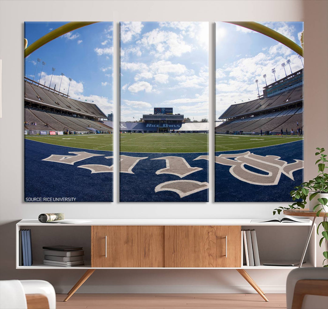 Rice University Owls Football Team Print - Houston Rice Stadium Wall Art Canvas Print