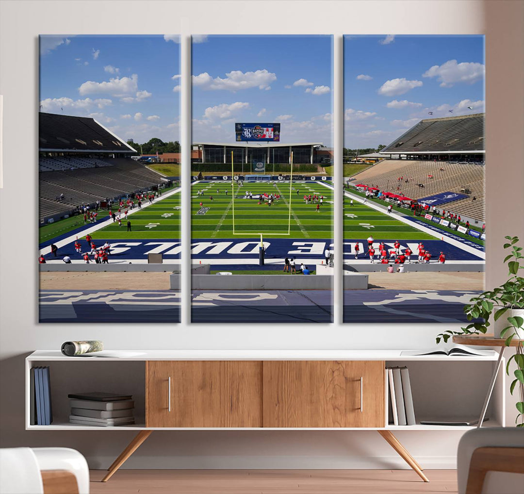 Rice University Owls Football Team Print - Houston Rice Stadium Wall Art Canvas Print