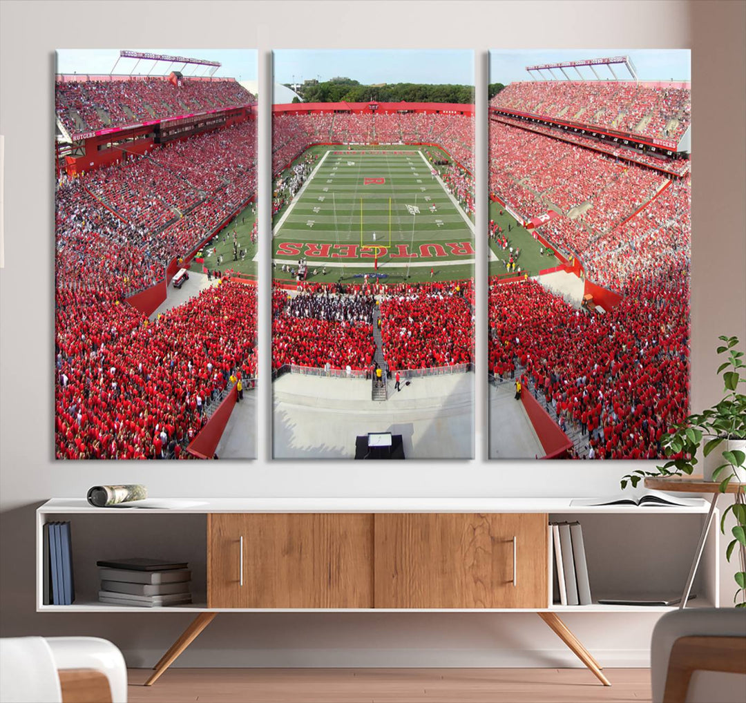 Rutgers Scarlet Knights Football Team Print - Piscataway SHI Stadium Wall Art Canvas Print