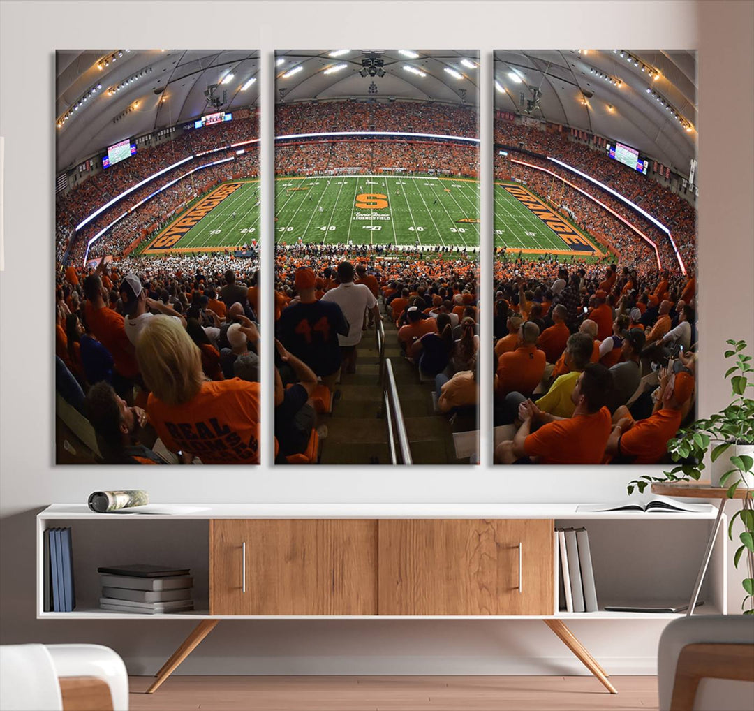 From above, the view resembles the Syracuse University Orange Football Team Wall Art Canvas.