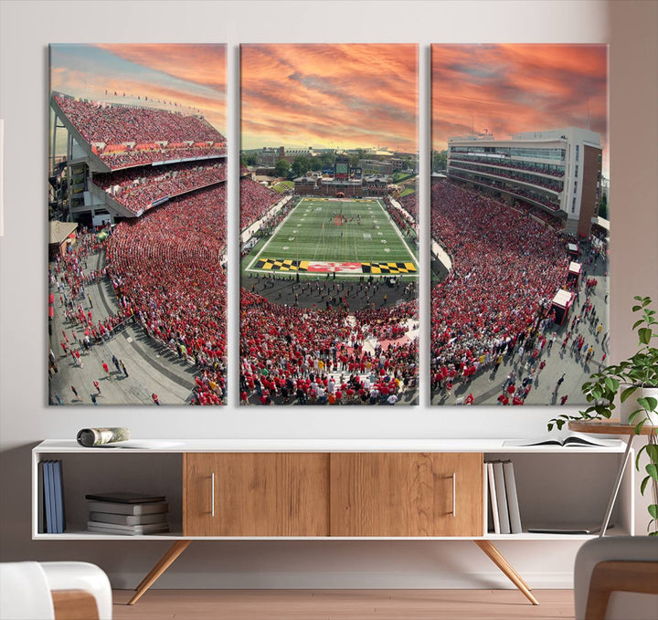 University of Maryland Terrapins Football Team Print - College Park SECU Stadium Wall Art Canvas Print