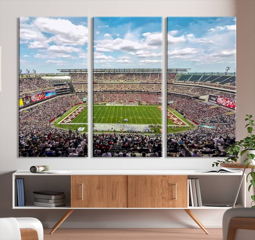 The Temple University Owls Athletics canvas print of a game at Lincoln Financial Field.