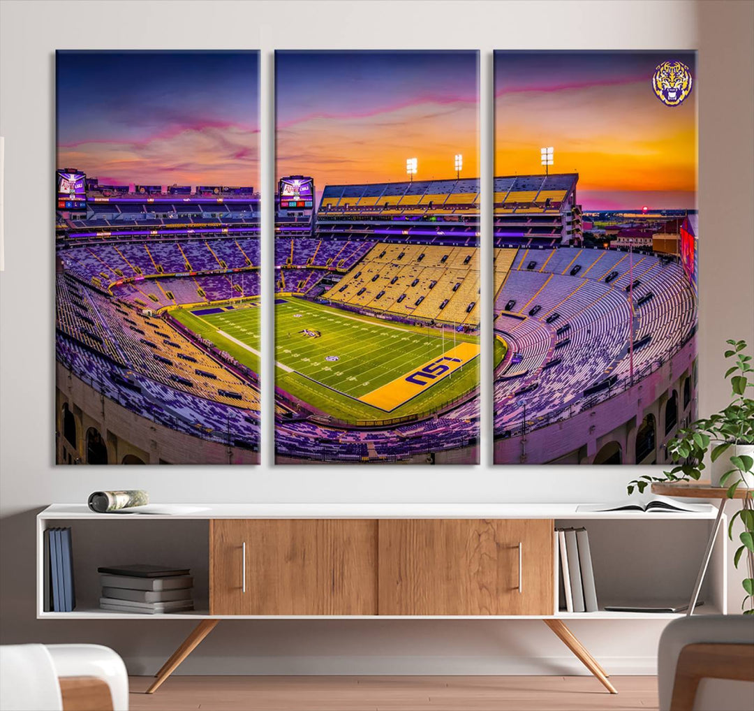 The Louisiana State University Tigers Football Team Print - Baton Rouge Tiger Stadium Wall Art Canvas Print