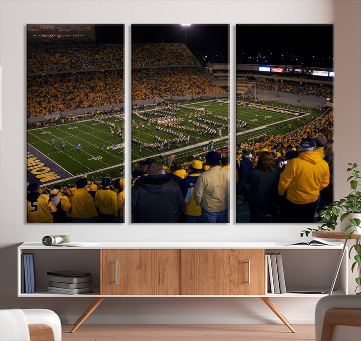 West Virginia Uni Mountaineers Football Canvas Wall Art Print.