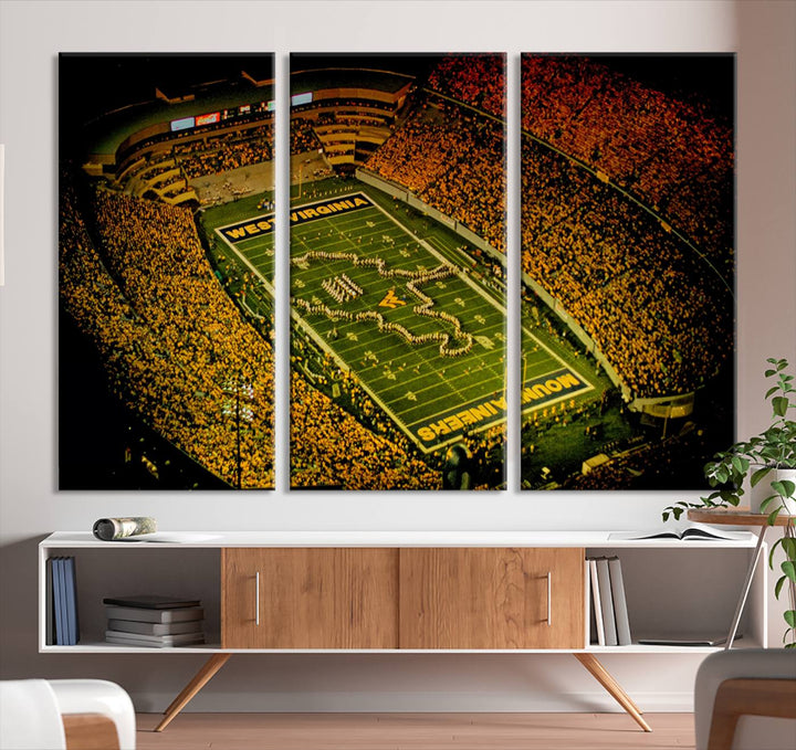 West Virginia University Mountaineers Football Team Print - Milan Puskar Stadium Canvas Print Wall Art, Morgantown City Print