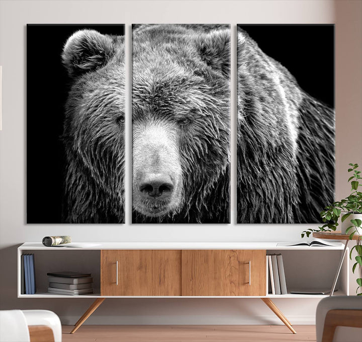 Grizzly Bear Canvas Print | Ready to Hang Wall Art | Rustic Farmhouse & Cabin Decor | Wildlife Artwork