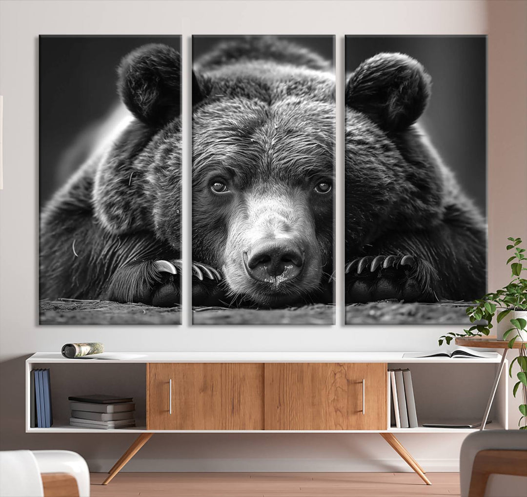 Resting Grizzly Bear Canvas Print | Ready to Hang Wall Art | Rustic Cabin & Farmhouse Decor | Wildlife Art