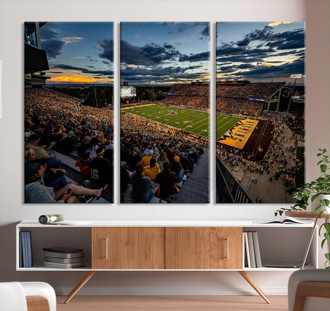 Cowboy Football War Memorial Stadium Wall Art | Ready to Hang Canvas Print of College Football Stadium at Sunset | Perfect for Sports Fans and Football Enthusiasts