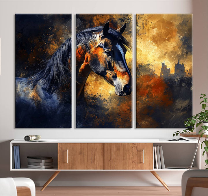 Abstract Horse Art Print - Abstract Canvas Wall Art | Perfect for Rustic Farmhouse, Modern, or Equestrian Wall Decor | Horse Lovers Home Decor