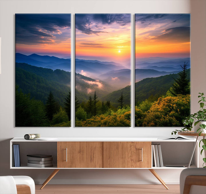 Majestic Mountain Sunrise Landscape Wall Art | Canvas Print Ready to Hang | Perfect for Farmhouse Wall Decor, Cabin Wall Art, Nature Lover’s Retreat