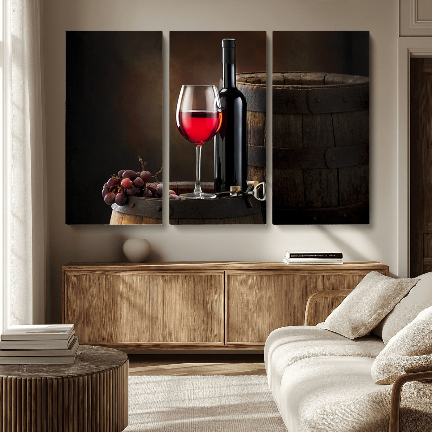MGV-CV-48X32-3P - Red Wine and Bottle Canvas Print