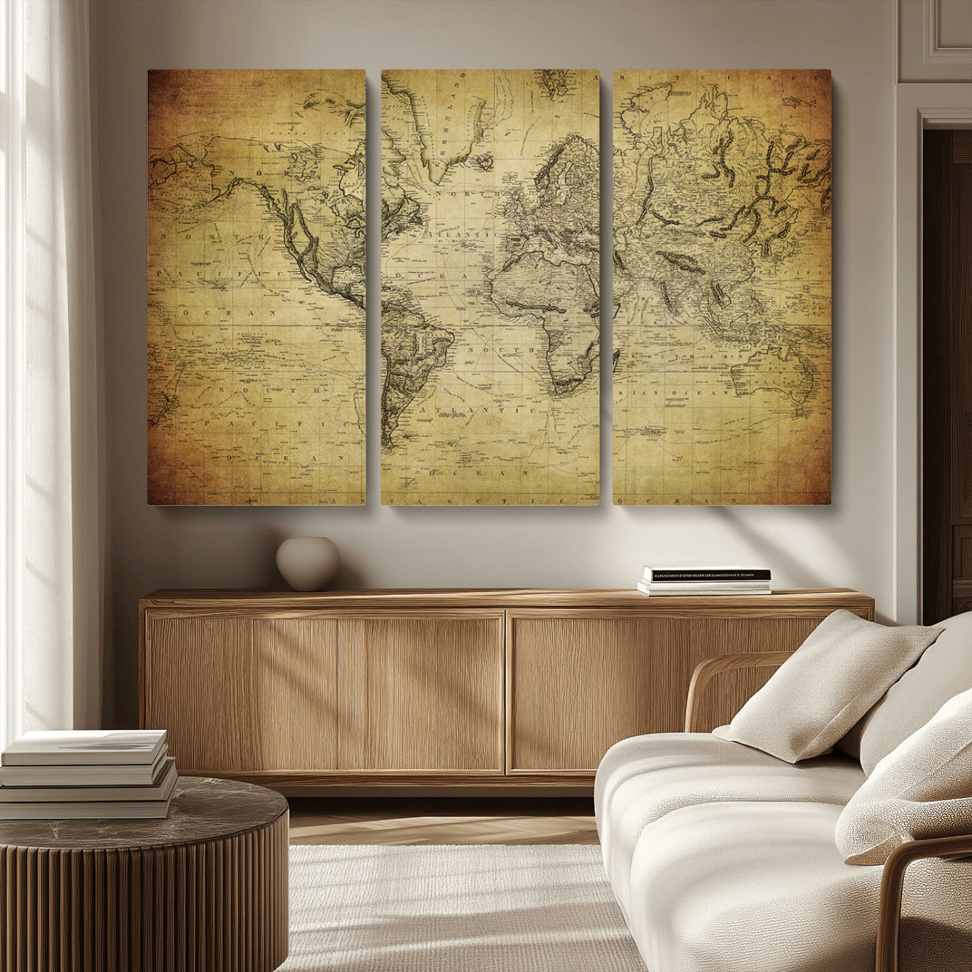 MGV-CV-48X32-3P - Push Pin World Map Canvas Print – Framed Wall Art for Couples to Track Their Travels – Anniversary