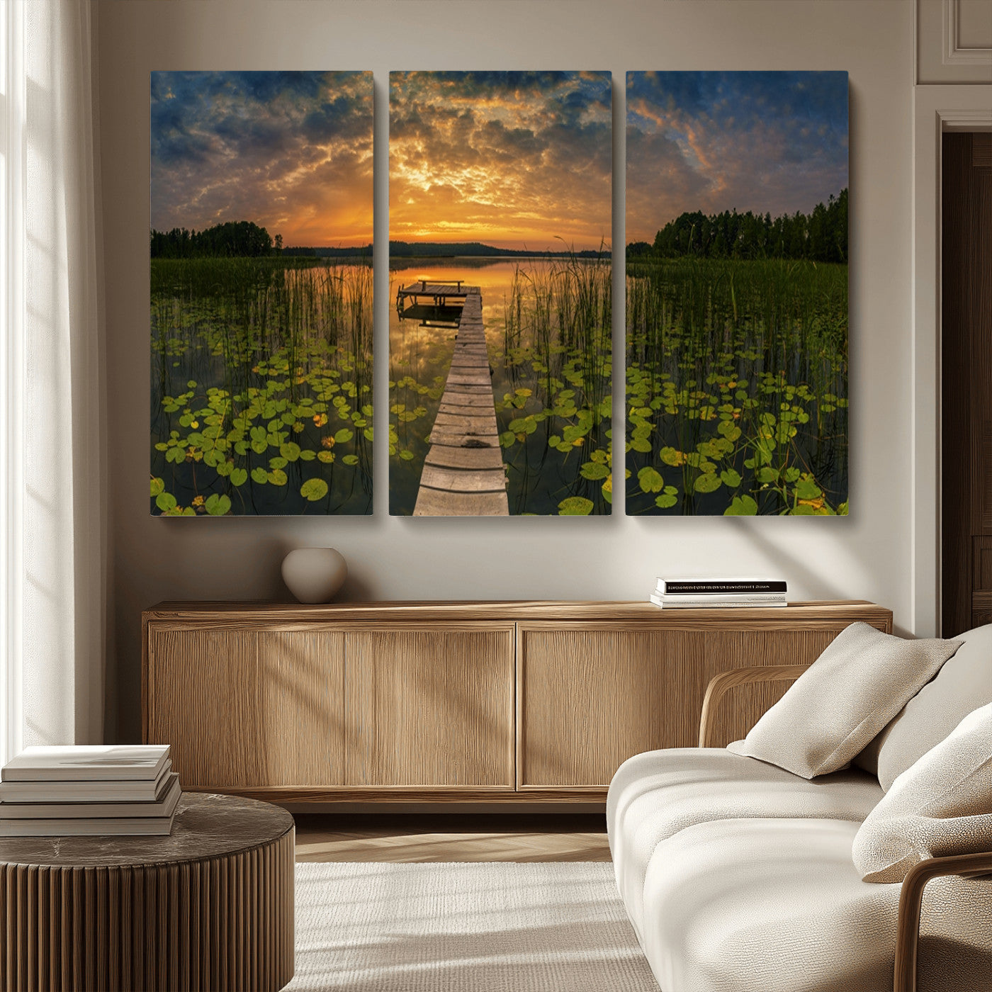 MGV-CV-48X32-3P - Lake and Flower Wall Art Canvas Print