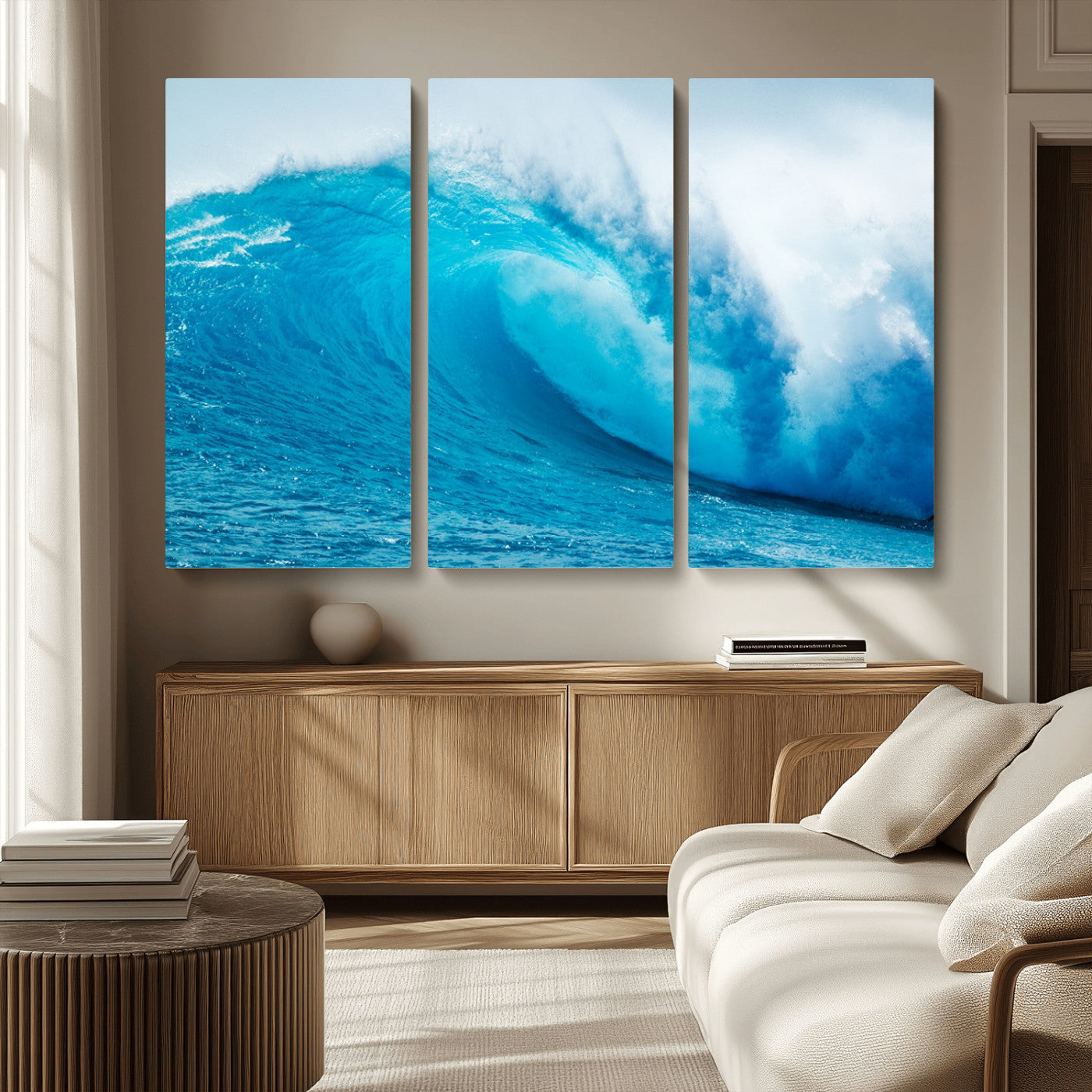 MGV-CV-48X32-3P - Big Ocean Surfing Wave Wall Art Canvas Print